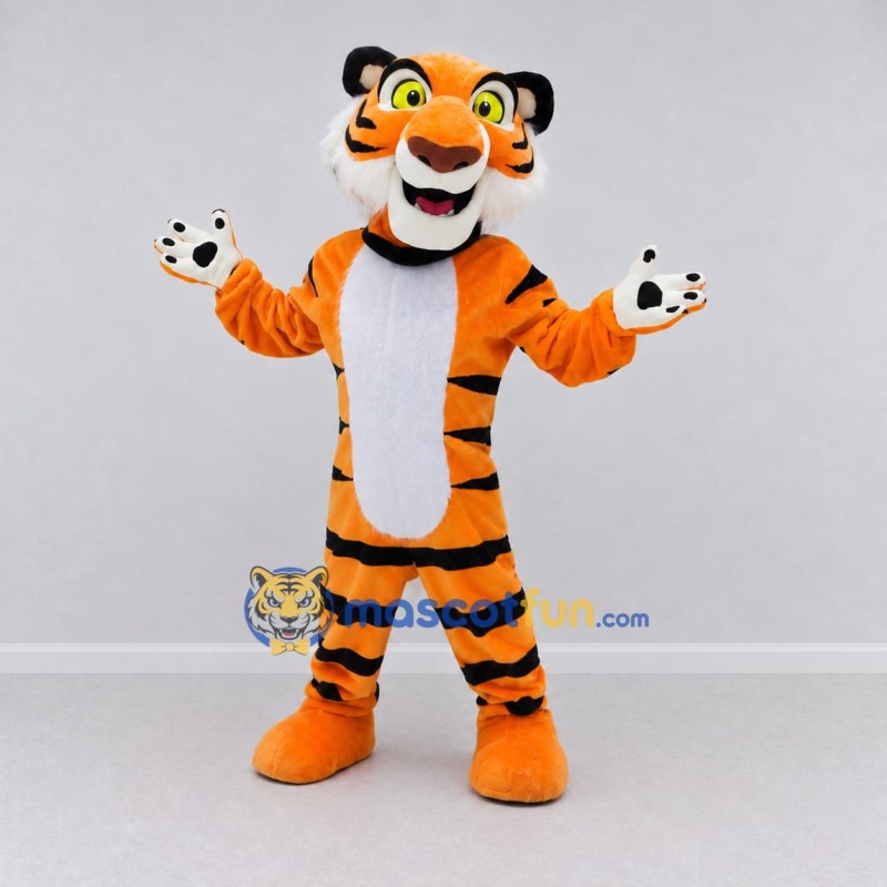 Custom Orange Black and White Tiger Mascot Costume Adult Full Body Suit for Wildlife Events Custom Orange Black and White Tiger Mascot Costume Adult Full Body Suit for Wildlife Events