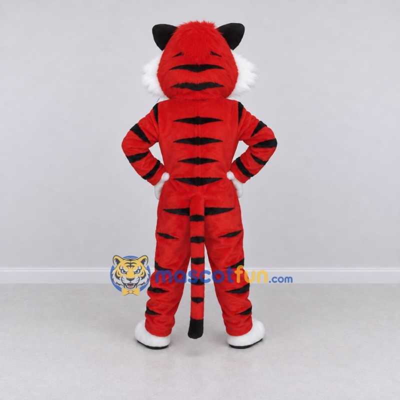 Custom Red Black and White Tiger Mascot Costume Adult Full Body Suit for Sports Events