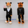 Custom Orange and Black Tiger in Sparkly Jacket Mascot Costume Adult Full Body Suit for Stage Shows Custom Orange and Black Tiger in Sparkly Jacket Mascot Costume Adult Full Body Suit for Stage Shows