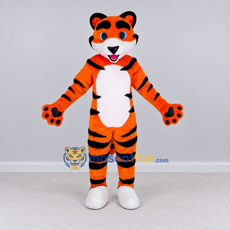 Custom Orange Black and White Tiger Mascot Costume Adult Full Body Suit for Wildlife Events Custom Orange Black and White Tiger Mascot Costume Adult Full Body Suit for Wildlife Events