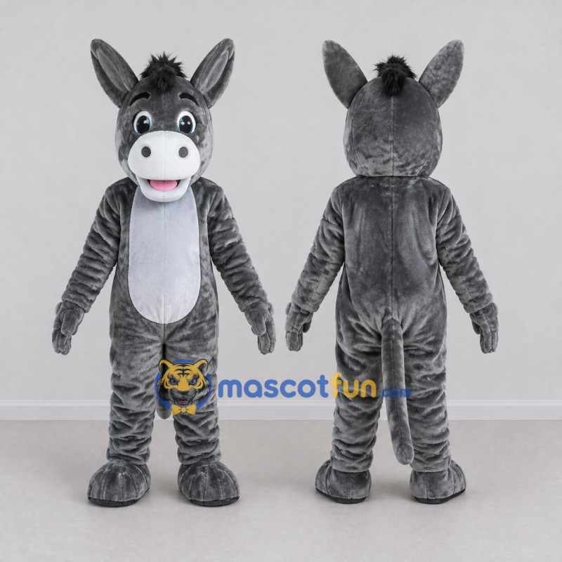 Custom Gray and White Donkey Mascot Costume Adult Full Body Suit for Farm Events Custom Gray and White Donkey Mascot Costume Adult Full Body Suit for Farm Events