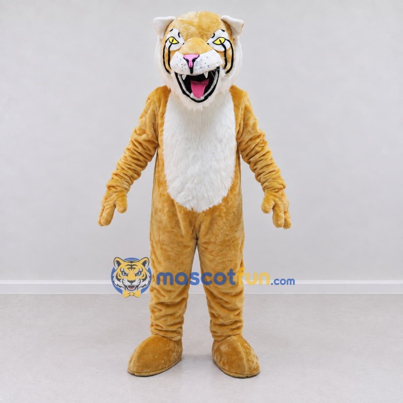 Custom Golden Yellow and White Roaring Big Cat Mascot Costume Adult Full Body Suit for Wildlife Events Custom Golden Yellow and White Roaring Big Cat Mascot Costume Adult Full Body Suit for Wildlife Events