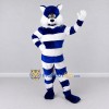 Custom Navy Blue and White Striped Canine Character Mascot Costume Adult Full Body Suit for Themed Parties Custom Navy Blue and White Striped Canine Character Mascot Costume Adult Full Body Suit for Themed Parties