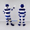 Custom Navy Blue and White Striped Canine Character Mascot Costume Adult Full Body Suit for Themed Parties Custom Navy Blue and White Striped Canine Character Mascot Costume Adult Full Body Suit for Themed Parties