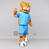 Custom Orange and Light Blue Tiger in Sportswear Mascot Costume Adult Full Body Suit for Sports Events Custom Orange and Light Blue Tiger in Sportswear Mascot Costume Adult Full Body Suit for Sports Events
