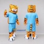 Custom Orange and Light Blue Tiger in Sportswear Mascot Costume Adult Full Body Suit for Sports Events