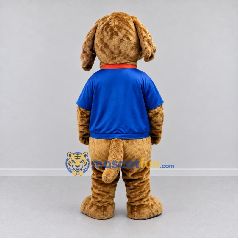Custom Brown and Blue Dog in T-Shirt Mascot Costume Adult Full Body Suit for Pet Events Custom Brown and Blue Dog in T-Shirt Mascot Costume Adult Full Body Suit for Pet Events