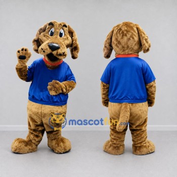 Custom Brown and Blue Dog in T-Shirt Mascot Costume Adult Full Body Suit for Pet Events