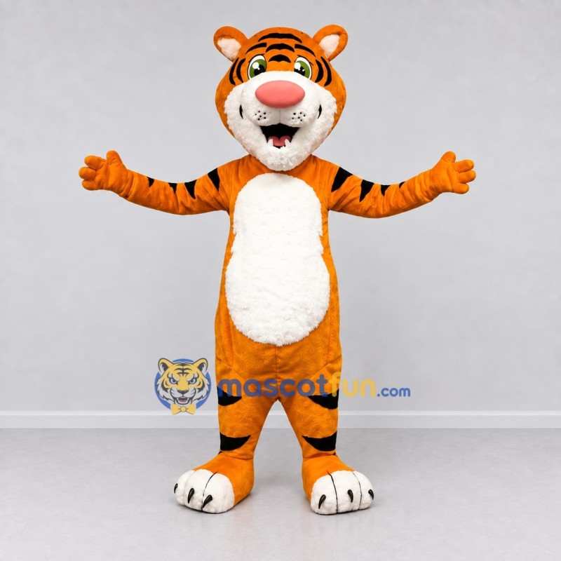 Custom Orange Black and White Tiger Mascot Costume Adult Full Body Suit for Wildlife Events Custom Orange Black and White Tiger Mascot Costume Adult Full Body Suit for Wildlife Events