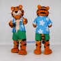 Custom Orange Blue and Green Tiger in Hawaiian Shirt Mascot Costume Adult Full Body Suit for Summer Events