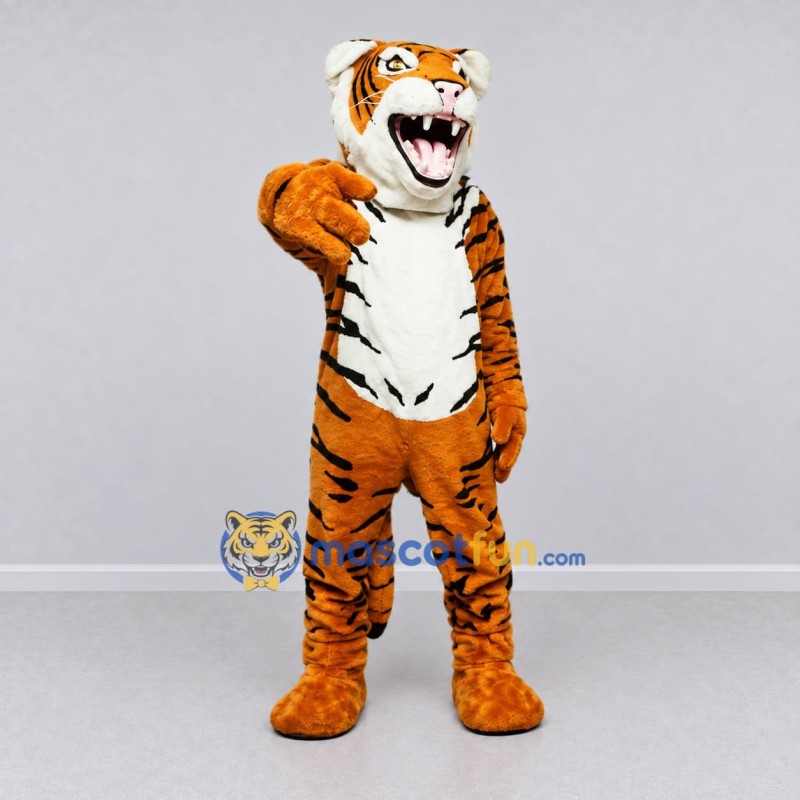 Custom Orange Black and White Roaring Tiger Mascot Costume Adult Full Body Suit for Sports Events