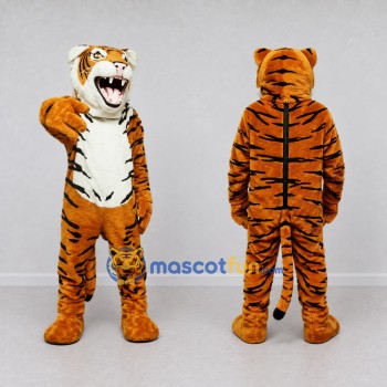 Custom Orange Black and White Roaring Tiger Mascot Costume Adult Full Body Suit for Sports Events