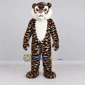 Custom Brown Black and White Tiger Mascot Costume Adult Full Body Suit for Wildlife Events