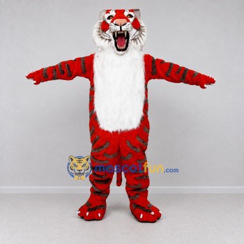 Custom Red Black and White Roaring Tiger Mascot Costume Adult Full Body Suit for Sports Events