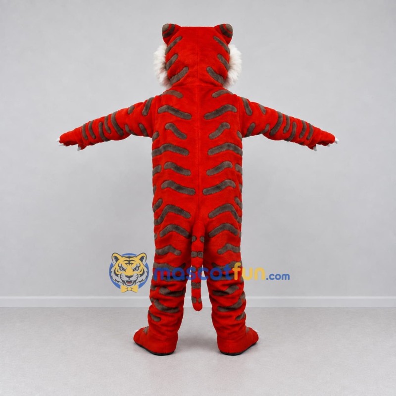 Custom Red Black and White Roaring Tiger Mascot Costume Adult Full Body Suit for Sports Events
