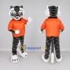 Custom Gray Black and Orange Tiger in T-Shirt Mascot Costume Adult Full Body Suit for Sports Events Custom Gray Black and Orange Tiger in T-Shirt Mascot Costume Adult Full Body Suit for Sports Events