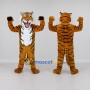 Custom Golden Brown Black and White Roaring Tiger Mascot Costume Adult Full Body Suit for Sports Events