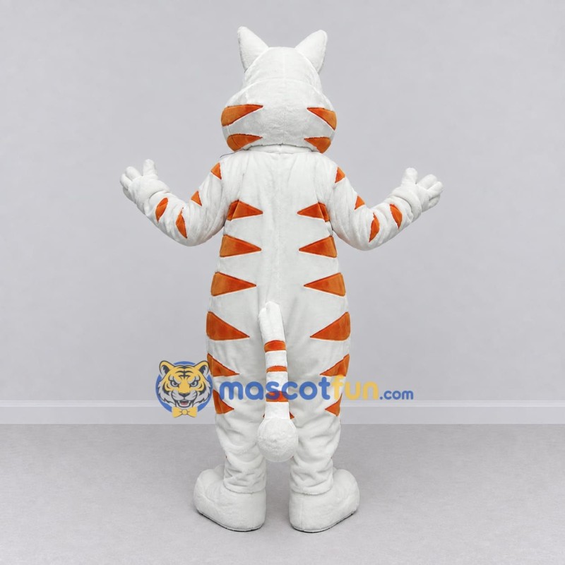 Custom White Orange and Black Tabby Cat with Bow Tie Mascot Costume Adult Full Body Suit for Themed Parties Custom White Orange and Black Tabby Cat with Bow Tie Mascot Costume Adult Full Body Suit for Themed Parties