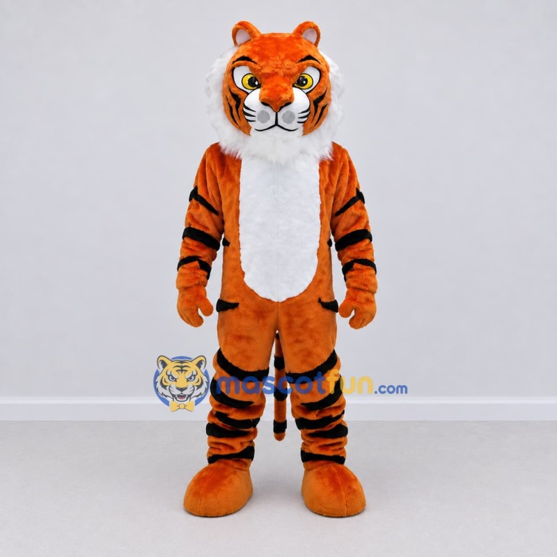 Custom Orange Black and White Tiger Mascot Costume Adult Full Body Suit for Wildlife Events Custom Orange Black and White Tiger Mascot Costume Adult Full Body Suit for Wildlife Events