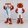 Custom Orange White and Blue Tiger in Sportswear Mascot Costume Adult Full Body Suit for Sports Events Custom Orange White and Blue Tiger in Sportswear Mascot Costume Adult Full Body Suit for Sports Events