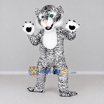 Custom White and Black White Tiger Mascot Costume Adult Full Body Suit for Wildlife Events Custom White and Black White Tiger Mascot Costume Adult Full Body Suit for Wildlife Events