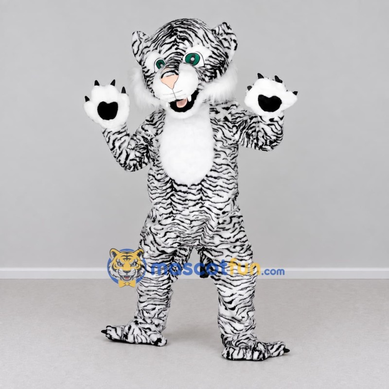 Custom White and Black White Tiger Mascot Costume Adult Full Body Suit for Wildlife Events