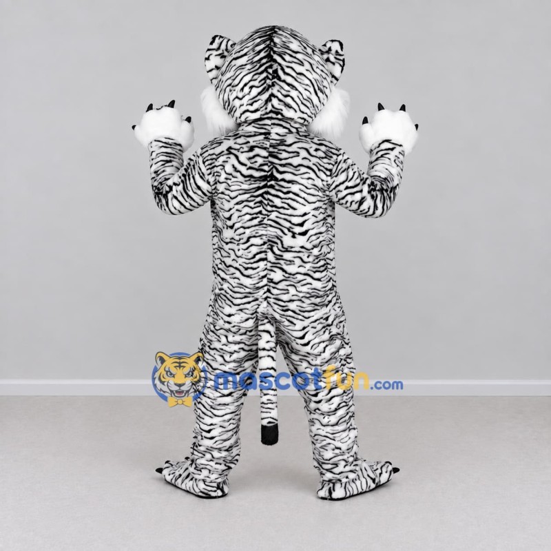 Custom White and Black White Tiger Mascot Costume Adult Full Body Suit for Wildlife Events
