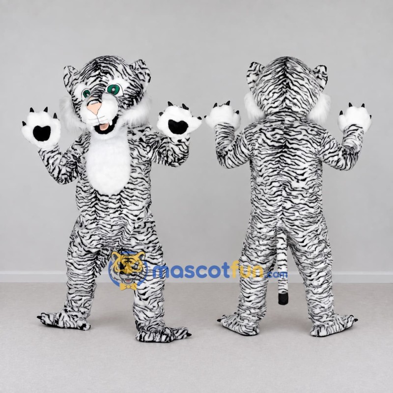 Custom White and Black White Tiger Mascot Costume Adult Full Body Suit for Wildlife Events