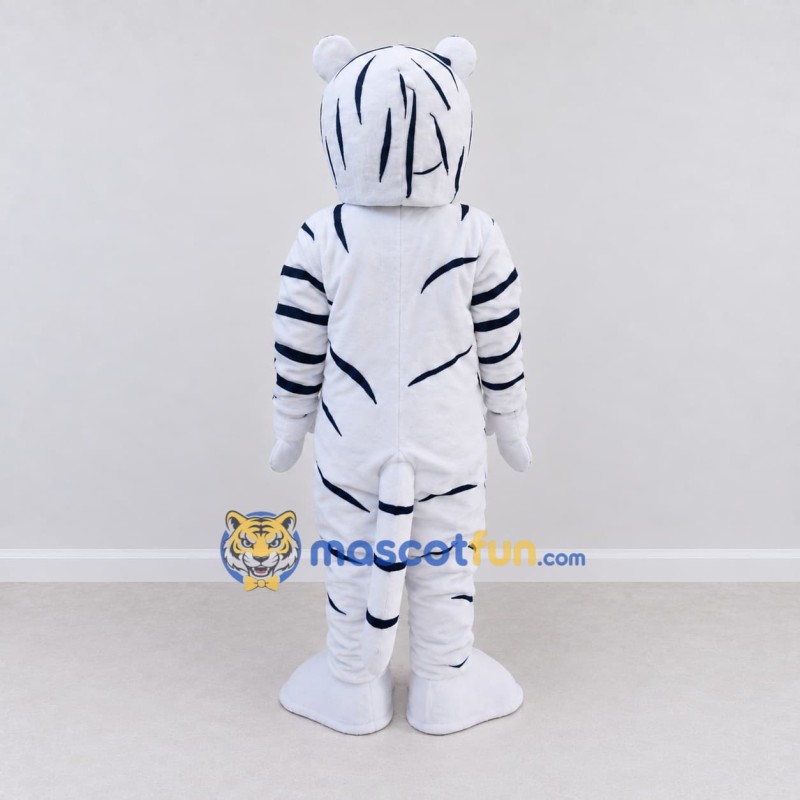 Custom White and Navy Blue Tiger Mascot Costume Adult Full Body Suit for Wildlife Events Custom White and Navy Blue Tiger Mascot Costume Adult Full Body Suit for Wildlife Events