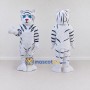 Custom White and Navy Blue Tiger Mascot Costume Adult Full Body Suit for Wildlife Events