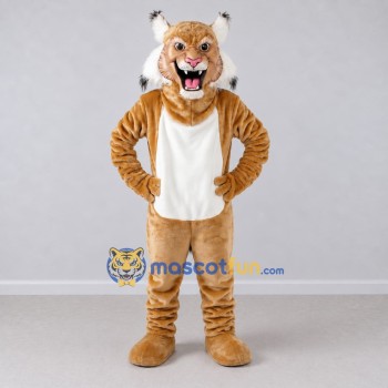 Custom Tan and White Tufted-Eared Wild Cat Mascot Costume Adult Full Body Suit for Wildlife Events Custom Tan and White Tufted-Eared Wild Cat Mascot Costume Adult Full Body Suit for Wildlife Events