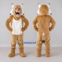 Custom Tan and White Tufted-Eared Wild Cat Mascot Costume Adult Full Body Suit for Wildlife Events