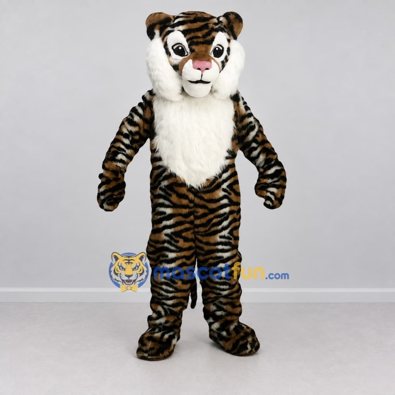 Custom Brown Black and White Tiger Mascot Costume Adult Full Body Suit for Wildlife Events