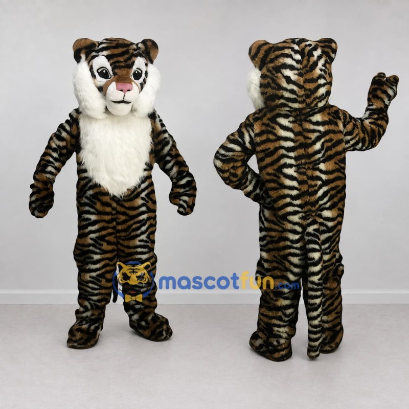 Custom Brown Black and White Tiger Mascot Costume Adult Full Body Suit for Wildlife Events