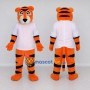 Custom Orange Black and White Tiger in T-Shirt Mascot Costume Adult Full Body Suit for Sports Events