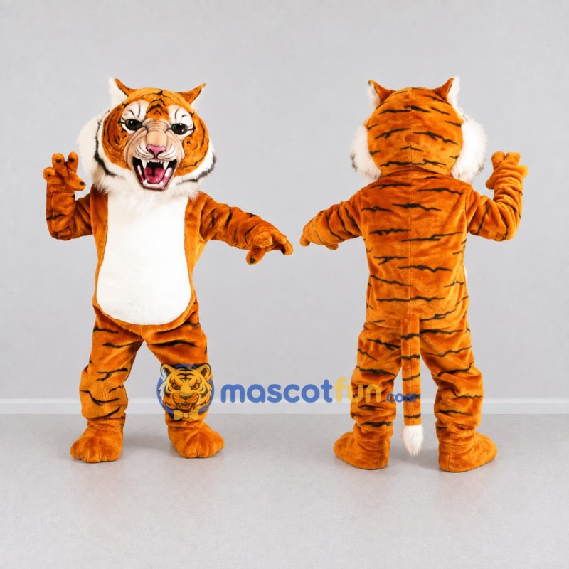 Custom Orange Black and White Roaring Tiger Mascot Costume Adult Full Body Suit for Wildlife Events Custom Orange Black and White Roaring Tiger Mascot Costume Adult Full Body Suit for Wildlife Events