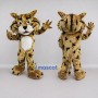 Custom Tan Black and White Striped Wild Cat Mascot Costume Adult Full Body Suit for Wildlife Events