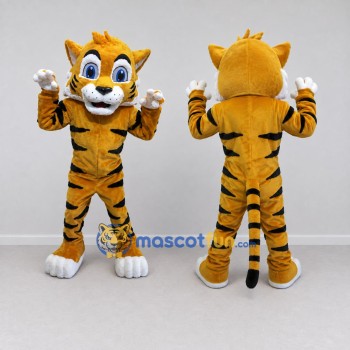 Custom Yellow Black and White Tiger Mascot Costume Adult Full Body Suit for Children's Parties