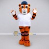 Custom Orange White and Blue Tiger in Baseball Jersey Mascot Costume Adult Full Body Suit for Baseball Events Custom Orange White and Blue Tiger in Baseball Jersey Mascot Costume Adult Full Body Suit for Baseball Events