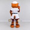 Custom Orange White and Burgundy Tiger in Baseball Uniform Mascot Costume Adult Full Body Suit for Baseball Events Custom Orange White and Burgundy Tiger in Baseball Uniform Mascot Costume Adult Full Body Suit for Baseball Events