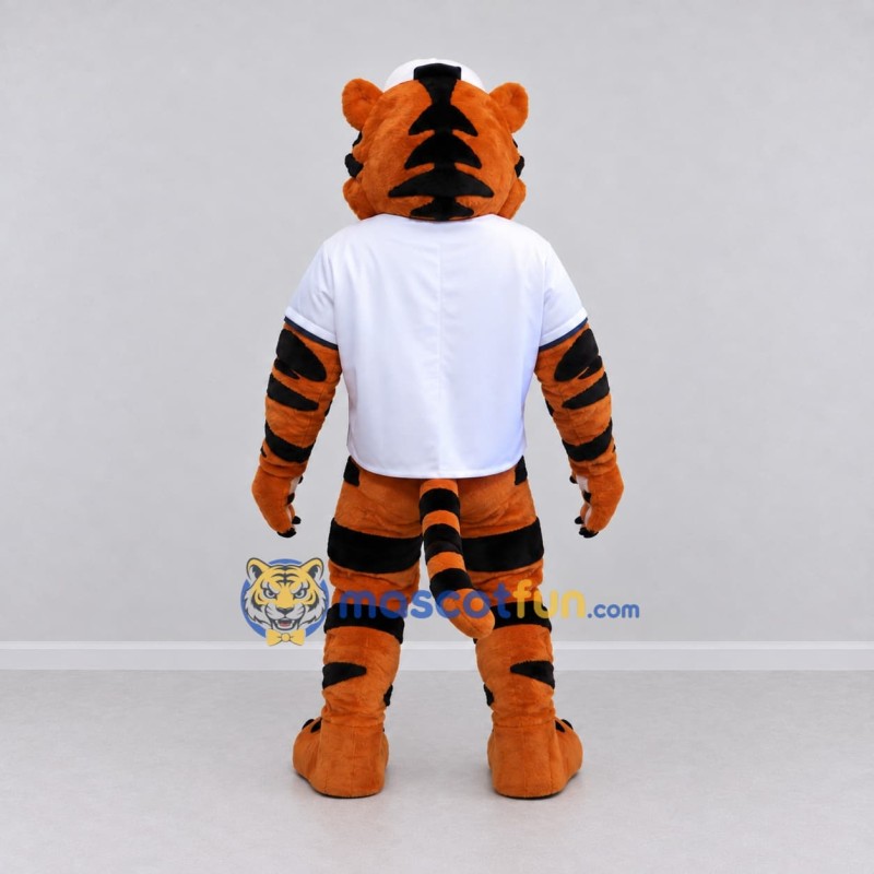 Custom Orange Black and White Tiger in Baseball Jersey Mascot Costume Adult Full Body Suit for Baseball Events Custom Orange Black and White Tiger in Baseball Jersey Mascot Costume Adult Full Body Suit for Baseball Events