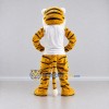 Custom Yellow Black and White Tiger in T-Shirt Mascot Costume Adult Full Body Suit for Sports Events Custom Yellow Black and White Tiger in T-Shirt Mascot Costume Adult Full Body Suit for Sports Events