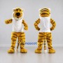 Custom Yellow Black and White Tiger in T-Shirt Mascot Costume Adult Full Body Suit for Sports Events