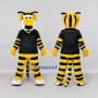 Custom Yellow Black and White Tiger in T-Shirt Mascot Costume Adult Full Body Suit for Sports Events