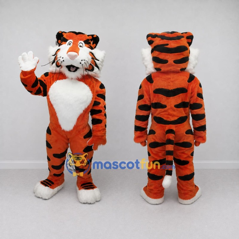 Custom Orange Black and White Tiger Mascot Costume Adult Full Body Suit for Wildlife Events Custom Orange Black and White Tiger Mascot Costume Adult Full Body Suit for Wildlife Events