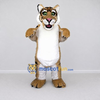 Custom Tan Black and White Tiger Mascot Costume Adult Full Body Suit for Wildlife Events