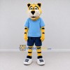 Custom Yellow Black and Blue Tiger in Sportswear Mascot Costume Adult Full Body Suit for Sports Events Custom Yellow Black and Blue Tiger in Sportswear Mascot Costume Adult Full Body Suit for Sports Events