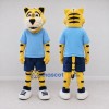 Custom Yellow Black and Blue Tiger in Sportswear Mascot Costume Adult Full Body Suit for Sports Events Custom Yellow Black and Blue Tiger in Sportswear Mascot Costume Adult Full Body Suit for Sports Events