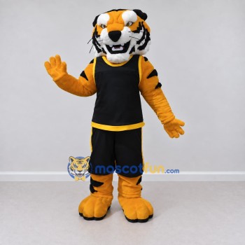 Custom Yellow Black and White Tiger in Sportswear Mascot Costume Adult Full Body Suit for Sports Events Custom Yellow Black and White Tiger in Sportswear Mascot Costume Adult Full Body Suit for Sports Events