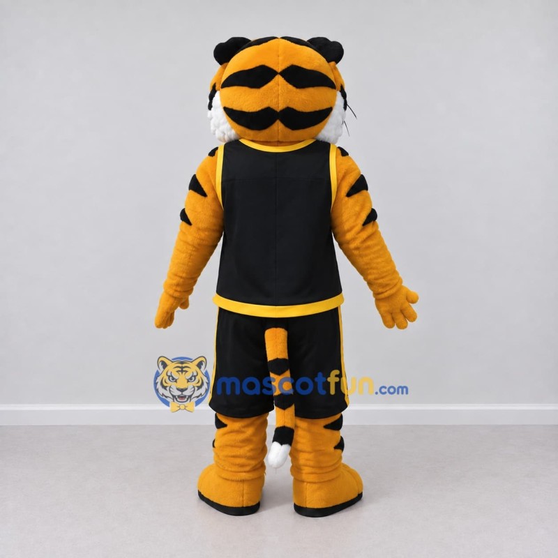 Custom Yellow Black and White Tiger in Sportswear Mascot Costume Adult Full Body Suit for Sports Events Custom Yellow Black and White Tiger in Sportswear Mascot Costume Adult Full Body Suit for Sports Events